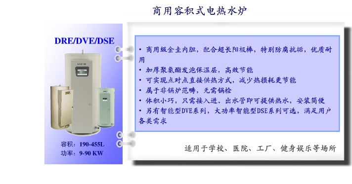 商用容积式电热水炉DRE/DVE/DSE